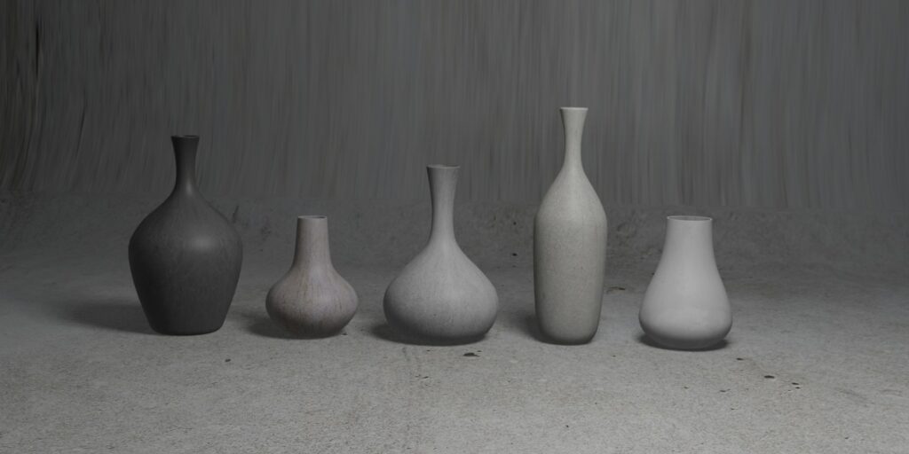 Ceramic vases on white background minimal vases concept vases 3D